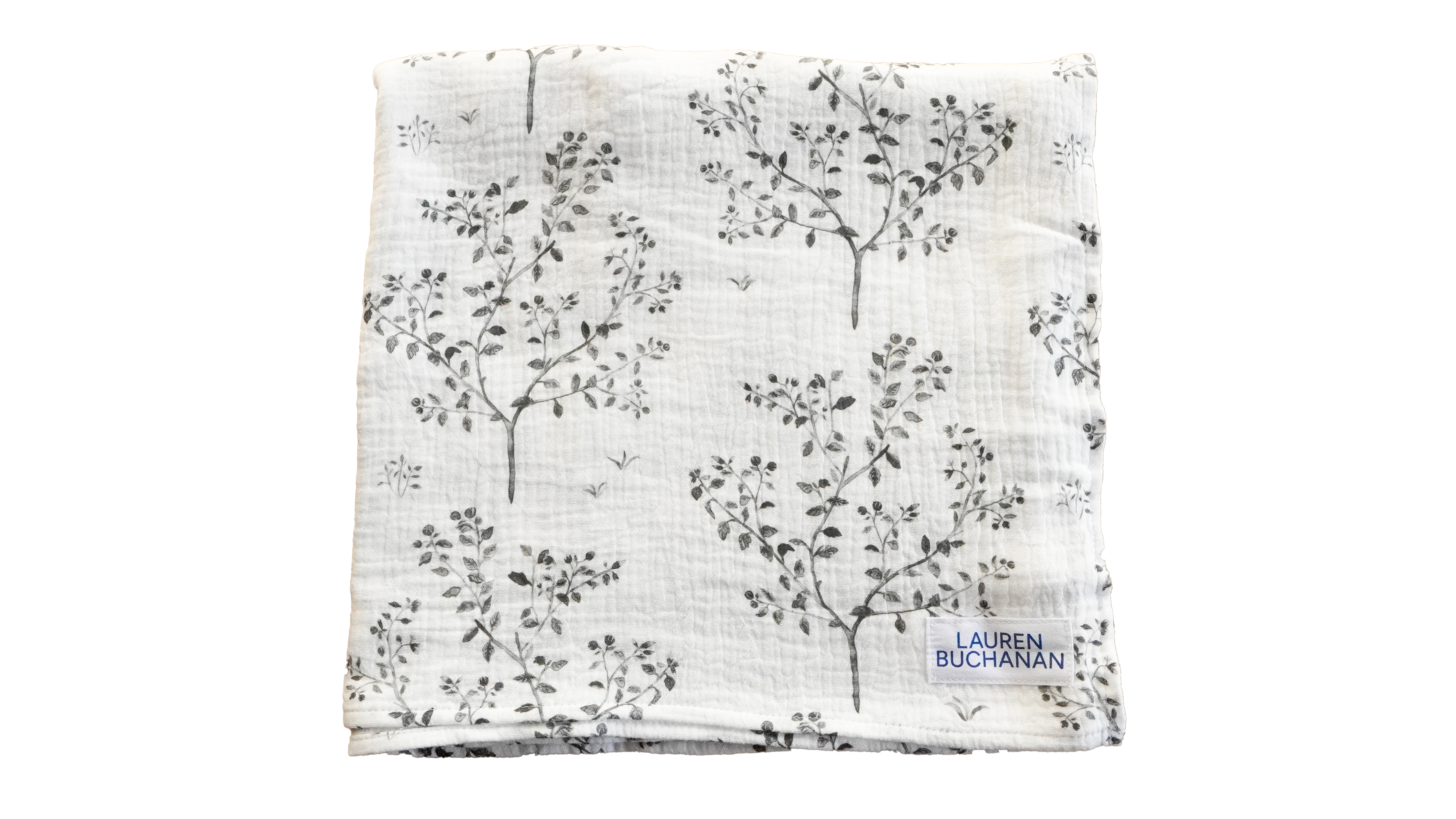 Muslin Swaddle Blanket - Snowberry - Inky Black Grey